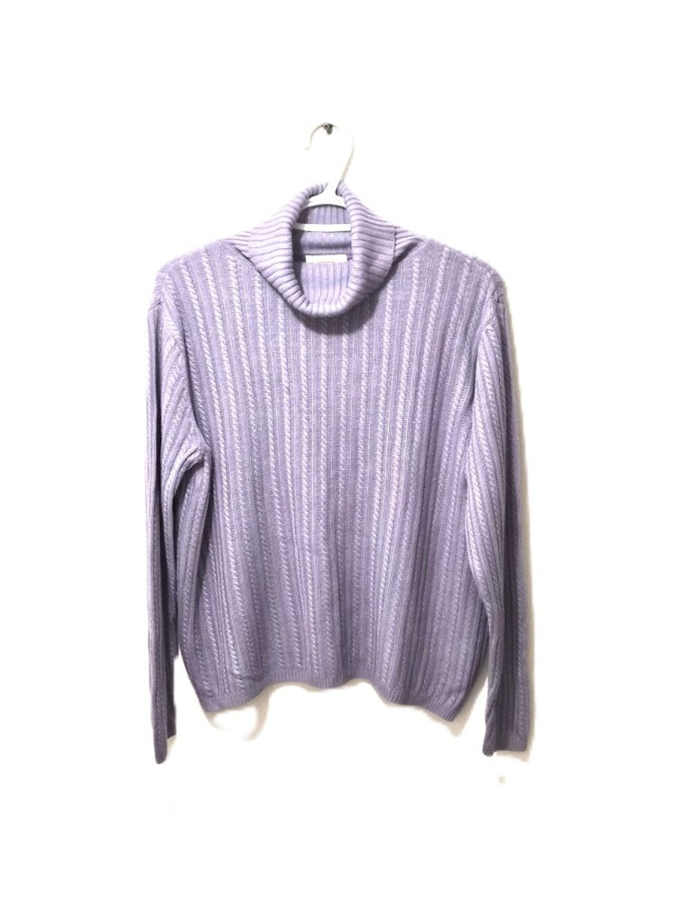 VTG Talbots Silk Cashmere Cable Knit Turtleneck Lilac Sweater Academia Quiet Lux